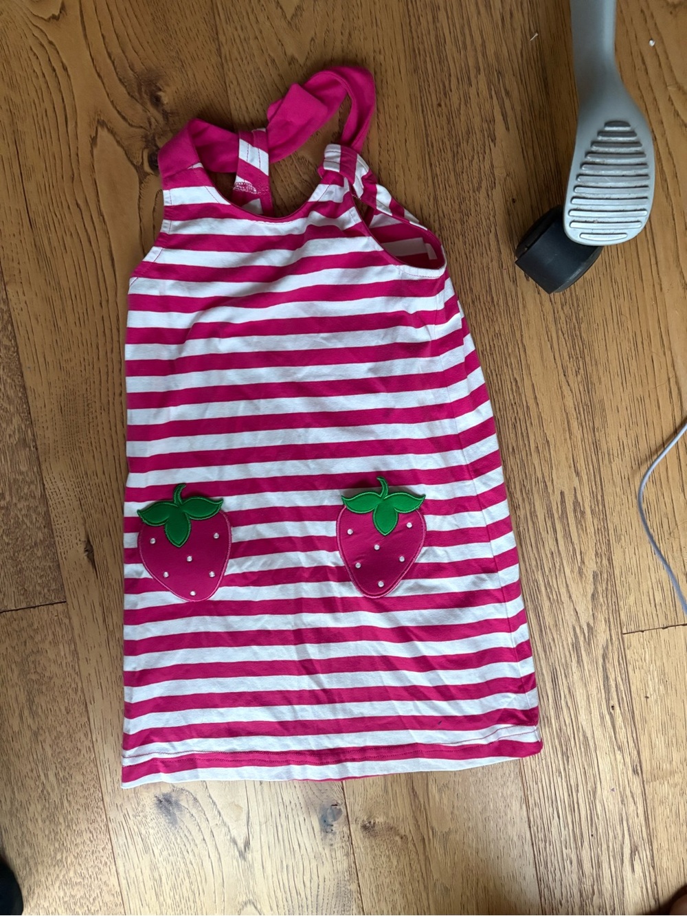 Florence Eiseman Pink & White Striped Strawberry Tank Dress